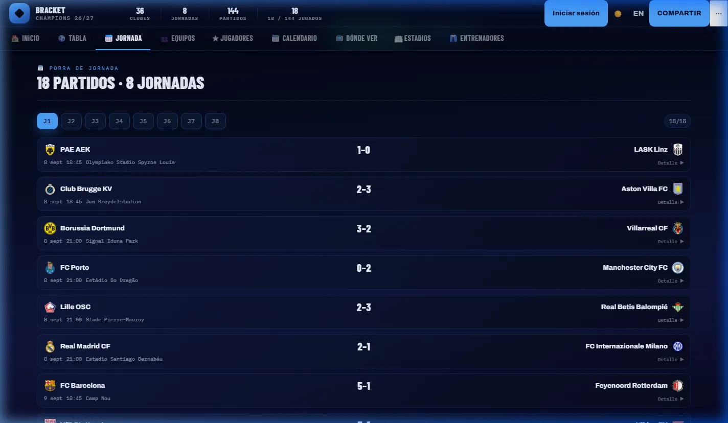 Simulador de partidos y porra de jornada